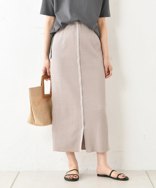 DouDou（ドゥドゥ）の「カットリブ2WAYスカート（スカート・レディース・アイボリー/グレイッシュベージュ・FREE）」の20枚目の写真