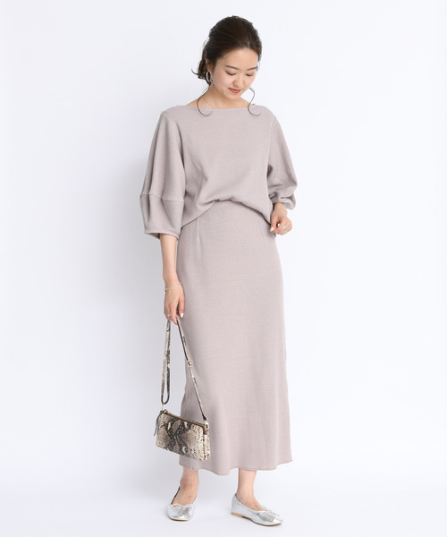 DouDou（ドゥドゥ）の「カットリブ2WAYスカート（スカート・レディース・アイボリー/グレイッシュベージュ・FREE）」の21枚目の写真