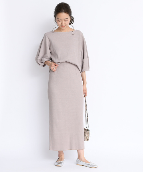 DouDou（ドゥドゥ）の「カットリブ2WAYスカート（スカート・レディース・アイボリー/グレイッシュベージュ・FREE）」の16枚目の写真