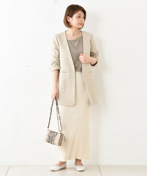 DouDou（ドゥドゥ）の「カットリブ2WAYスカート（スカート・レディース・アイボリー/グレイッシュベージュ・FREE）」の11枚目の写真