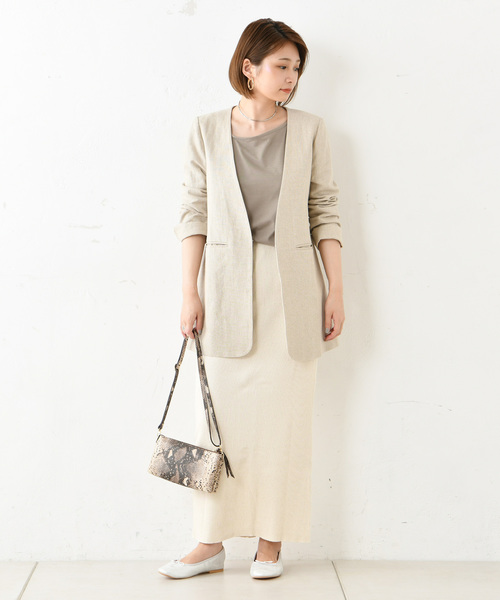 DouDou（ドゥドゥ）の「カットリブ2WAYスカート（スカート・レディース・アイボリー/グレイッシュベージュ・FREE）」の22枚目の写真