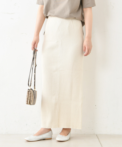 DouDou（ドゥドゥ）の「カットリブ2WAYスカート（スカート・レディース・アイボリー/グレイッシュベージュ・FREE）」の17枚目の写真