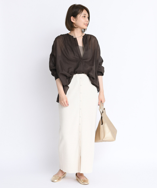 DouDou（ドゥドゥ）の「カットリブ2WAYスカート（スカート・レディース・アイボリー/グレイッシュベージュ・FREE）」の18枚目の写真