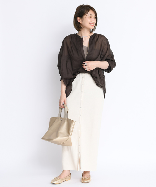 DouDou（ドゥドゥ）の「カットリブ2WAYスカート（スカート・レディース・アイボリー/グレイッシュベージュ・FREE）」の13枚目の写真