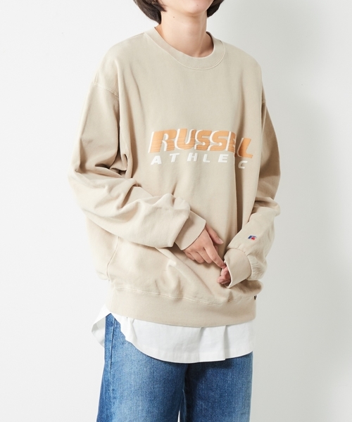 Russell Athletic(ラッセルアスレティック)の「【RUSSELL×CEPO】ロゴスウェット(スウェット・レディース・パープル/チャコール/ベージュ系9・M)」の1枚目の写真