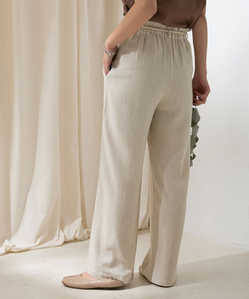 rectangle(レクタングル)の「ロープベルト麻混ワイドパンツ(その他パンツ・レディース・カーキ/キナリ/ベージュ・MEDIUM/LARGE)」の6枚目の写真