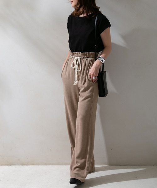 rectangle(レクタングル)の「ロープベルト麻混ワイドパンツ(その他パンツ・レディース・カーキ/キナリ/ベージュ・MEDIUM/LARGE)」の7枚目の写真