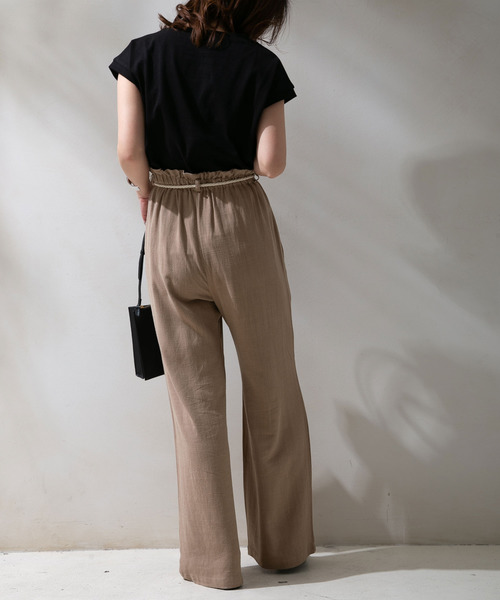 rectangle(レクタングル)の「ロープベルト麻混ワイドパンツ(その他パンツ・レディース・カーキ/キナリ/ベージュ・MEDIUM/LARGE)」の8枚目の写真