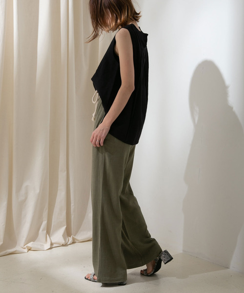 rectangle(レクタングル)の「ロープベルト麻混ワイドパンツ(その他パンツ・レディース・カーキ/キナリ/ベージュ・MEDIUM/LARGE)」の10枚目の写真
