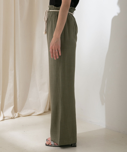 rectangle(レクタングル)の「ロープベルト麻混ワイドパンツ(その他パンツ・レディース・カーキ/キナリ/ベージュ・MEDIUM/LARGE)」の14枚目の写真
