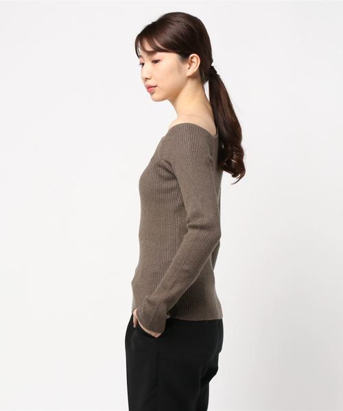 KOBE LETTUCE（コウベレタス）の「アシンメトリーリブニットトップス（ニット/セーター・レディース・ブラック/ベージュ/モカ/ホワイト系その他・FREE）」の14枚目の写真
