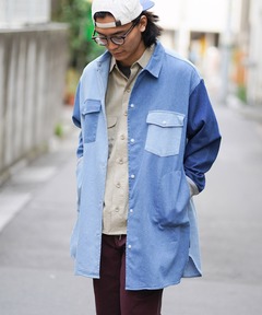 ストレッチデニムロング　シャツジャケット