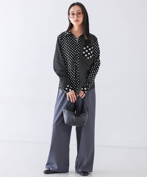 n'OrLABEL(ノアールレーベル)の「『アシンメトリードット柄シャツ』(シャツ/ブラウス・レディース・ブラック/オフホワイト・1/2/3)」の11枚目の写真