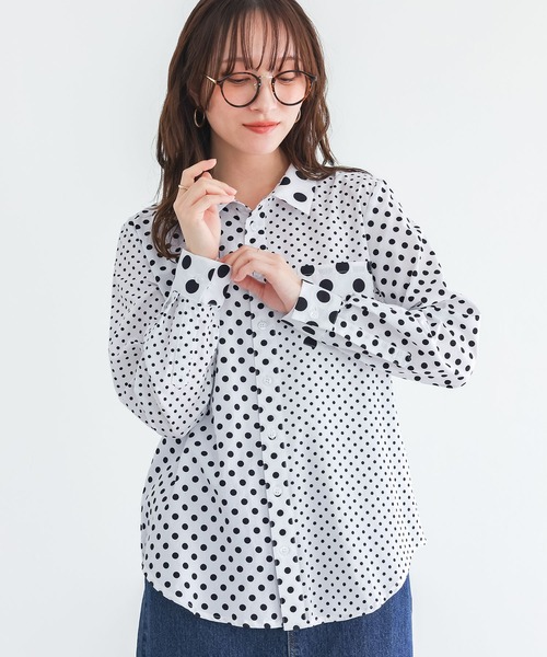 n'OrLABEL(ノアールレーベル)の「『アシンメトリードット柄シャツ』(シャツ/ブラウス・レディース・ブラック/オフホワイト・1/2/3)」の15枚目の写真