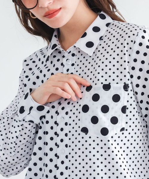 n'OrLABEL(ノアールレーベル)の「『アシンメトリードット柄シャツ』(シャツ/ブラウス・レディース・ブラック/オフホワイト・1/2/3)」の22枚目の写真