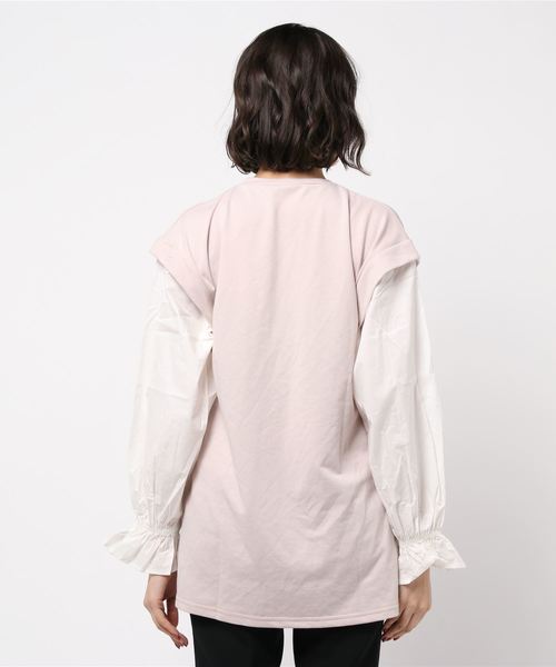 STYLEBLOCK（スタイルブロック）の「ミニ裏毛60sローンスリーブ切り替えサイドスリットプルオーバーチュニック（チュニック・レディース・カーキ/ラベンダー/アイボリー・M）」の5枚目の写真