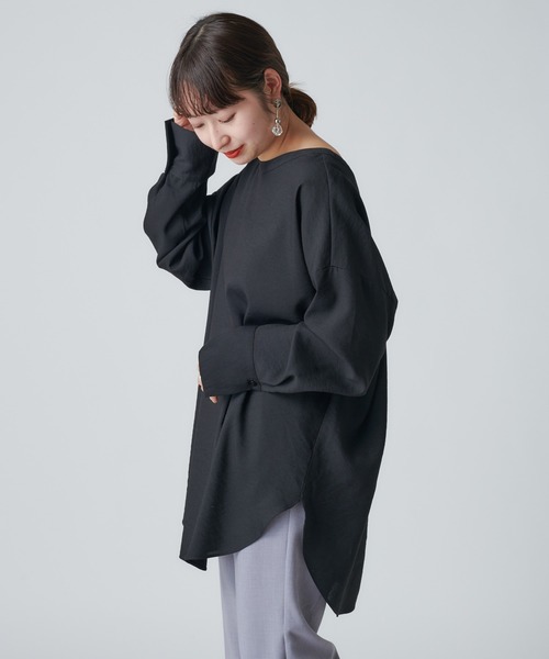 mystic(ミスティック)の「バックシャンロングシャツ(シャツ/ブラウス・レディース・ブラック/ベージュ/オフホワイト・FREE)」の3枚目の写真