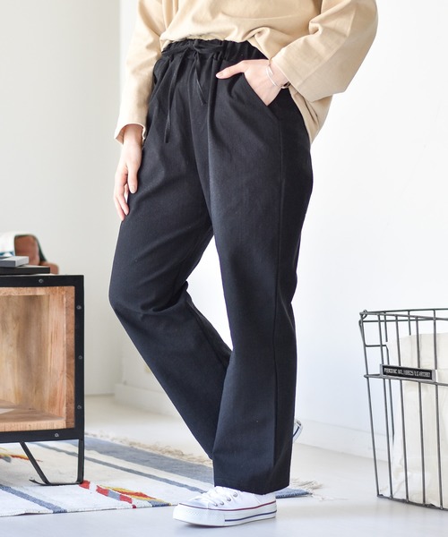 muure（ミュール）の「綿麻リラックスパンツ（その他パンツ・レディース・カーキ/ブラック/ベージュ・FREE）」の2枚目の写真