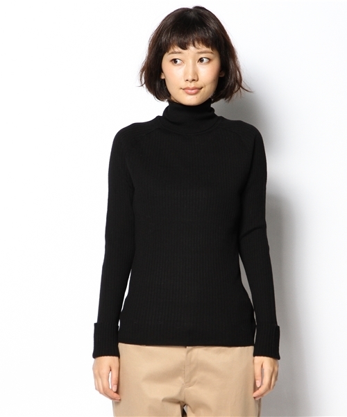 MADEMOISELLE ROPE'（マドモアゼル ロペ）の「リブタートルプルオーバー（ニット/セーター・レディース・ブラック/ホワイト・MEDIUM）」の3枚目の写真