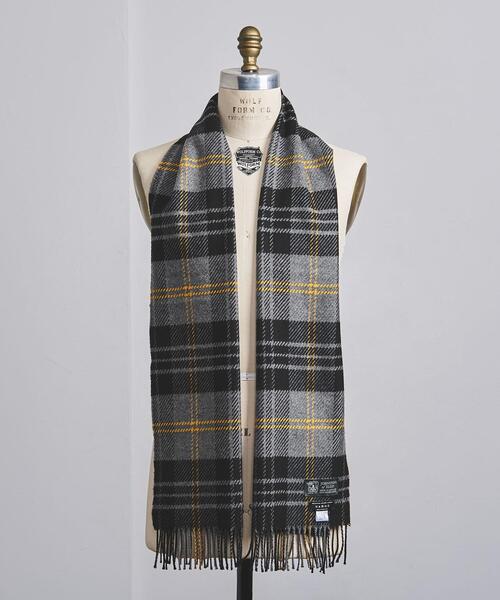 Johnstons of Elgin（ジョンストンズオブエルガン）の「＜JOHNSTONS（ジョンストンズ）＞【別注】ツイル チェック マフラー†（マフラー・メンズ・ネイビー/グレー・FREE）」の11枚目の写真