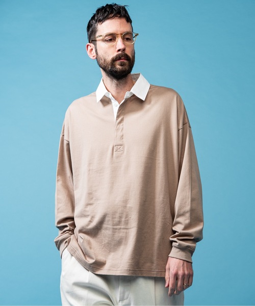 TOUJOURS◆ラガーシャツ/ポロシャツ/FREE/コットン/GRY バイカラーラガー ポロシャツ / J.PRESS MEN | ファッション通販