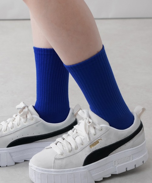 SPINNS(スピンズ)の「無地リブソックス/毎日使える!通勤 通学 にも最適◎(ソックス/靴下・レディース・ホワイト/ブラック/マスタード/ダークグリーン/パープル/ブルー/オレンジ/ピンク/ライトグリーン/ブルー系その他/レッド・ONESIZE)」の5枚目の写真