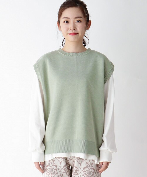 pink adobe（ピンクアドベ）の「◆【M-3L】バックスリット ニットベスト（ニット/セーター・レディース・ライトブルー/ブラック/ライトグリーン/アイボリー/ライトベージュ・44/40/38/42）」の11枚目の写真