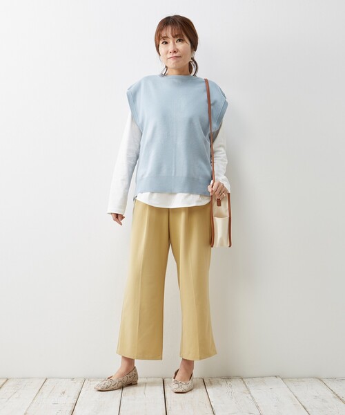 pink adobe（ピンクアドベ）の「◆【M-3L】バックスリット ニットベスト（ニット/セーター・レディース・ライトブルー/ブラック/ライトグリーン/アイボリー/ライトベージュ・44/40/38/42）」の16枚目の写真