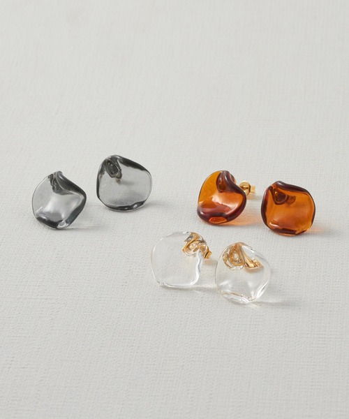 HARIO Lampwork Factory（ハリオランプワークファクトリー）の「【別注】【HARIO Lampwork Factory】ピアス フリル（ピアス（両耳用）・レディース・ブラウン/グレー/クリア・フリー）」の13枚目の写真
