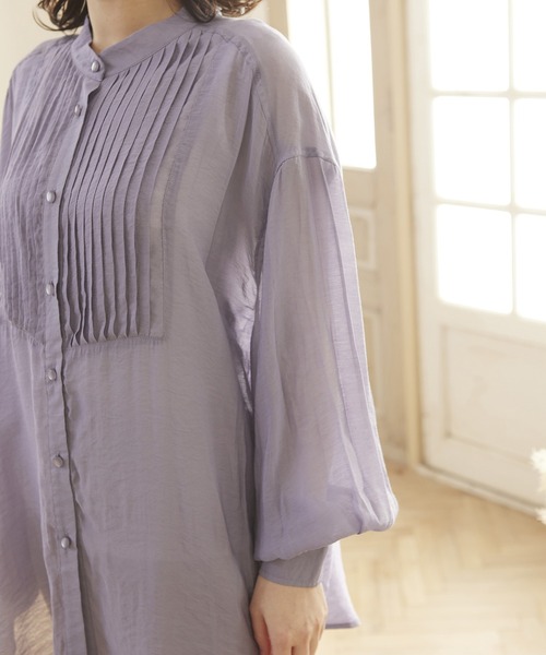 MATCH&more（マッチアンドモア）の「シアーピンタックシャツ（シャツ/ブラウス・レディース・パープル/ブラウン/オフホワイト・FREE）」の16枚目の写真