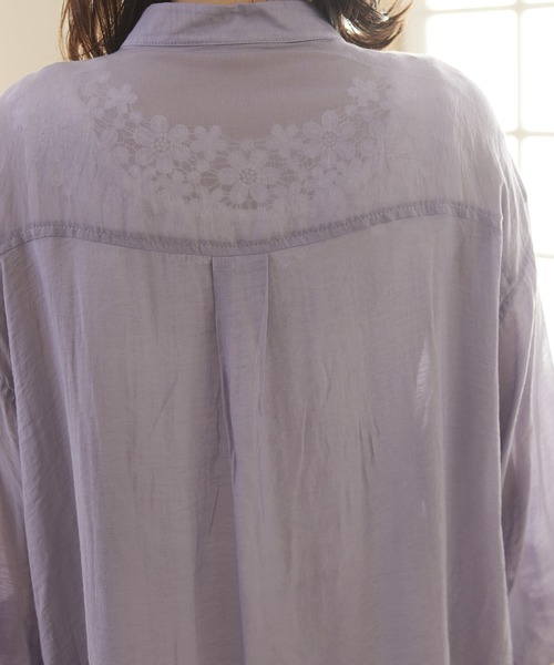 MATCH&more（マッチアンドモア）の「シアーピンタックシャツ（シャツ/ブラウス・レディース・パープル/ブラウン/オフホワイト・FREE）」の6枚目の写真
