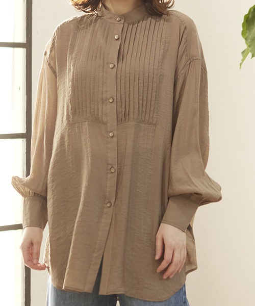 MATCH&more（マッチアンドモア）の「シアーピンタックシャツ（シャツ/ブラウス・レディース・パープル/ブラウン/オフホワイト・FREE）」の9枚目の写真