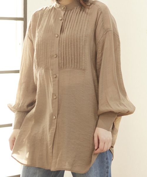 MATCH&more（マッチアンドモア）の「シアーピンタックシャツ（シャツ/ブラウス・レディース・パープル/ブラウン/オフホワイト・FREE）」の17枚目の写真