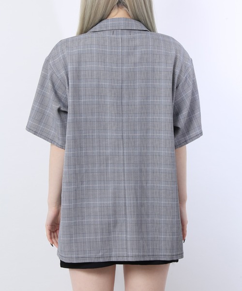 WC（ダブル シー）の「WC/カラー半袖ジャケット（テーラードジャケット・レディース・ブラック/グリーン/チェック・FREE）」の7枚目の写真