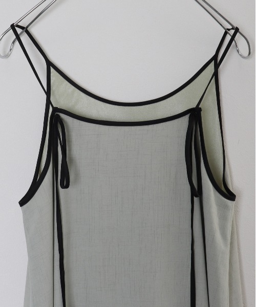 kicuri(キクリ)の「【低身長向けXSサイズ有】イージーケア/ウォッシャブル/リネンライクパイピングキャミワンピース(ワンピース・レディース・ベージュ/ミント・SMALL/X-SMALL)」の20枚目の写真
