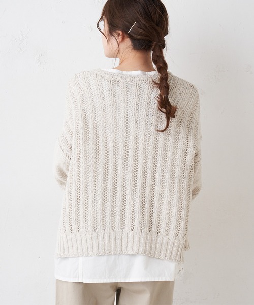 PUAL CE CIN（ピュアルセシン）の「綿麻スラブ針抜きカーディガン（カーディガン/ボレロ・レディース・ホワイト/ナチュラル/ブラック・FREE）」の14枚目の写真