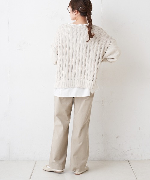 PUAL CE CIN（ピュアルセシン）の「綿麻スラブ針抜きカーディガン（カーディガン/ボレロ・レディース・ホワイト/ナチュラル/ブラック・FREE）」の18枚目の写真