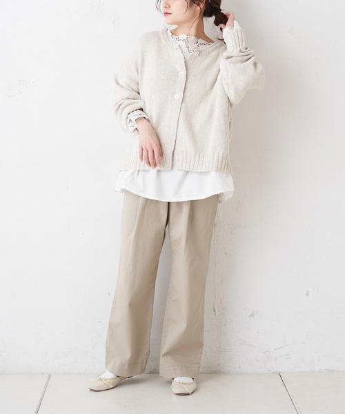 PUAL CE CIN（ピュアルセシン）の「綿麻スラブ針抜きカーディガン（カーディガン/ボレロ・レディース・ホワイト/ナチュラル/ブラック・FREE）」の16枚目の写真