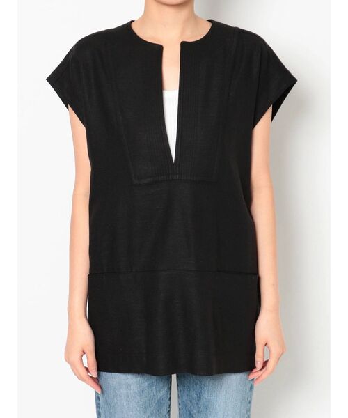 Ungrid（アングリッド）の「リネン混Vネックトップス（シャツ/ブラウス・レディース・ブラック/アイボリー・FREE）」の5枚目の写真