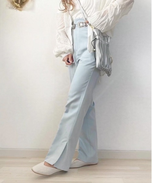 EPIMI E'PIMMY（エピミエピミー）の「センタープレスサイドスリットスラックスパンツ（スラックス・レディース・ブラック/モカ/ベージュ/ミント/ブルー/レモンイエロー/オレンジ/コーラル・MEDIUM）」の5枚目の写真