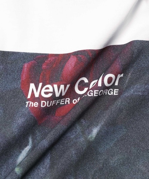The DUFFER of ST.GEORGE（ザダファーオブセントジョージ）の「ROSE PRINT TEE：ローズプリント ビッグシルエット Tシャツ（Tシャツ/カットソー・メンズ・ホワイト/ブラック/ブラック系その他/ホワイト系その他・LARGE/X-LARGE/MEDIUM/SMALL）」の6枚目の写真