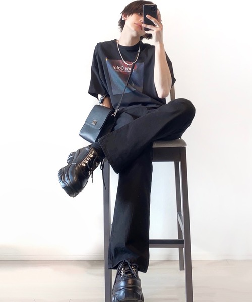 The DUFFER of ST.GEORGE（ザダファーオブセントジョージ）の「ROSE PRINT TEE：ローズプリント ビッグシルエット Tシャツ（Tシャツ/カットソー・メンズ・ホワイト/ブラック/ブラック系その他/ホワイト系その他・LARGE/X-LARGE/MEDIUM/SMALL）」の12枚目の写真