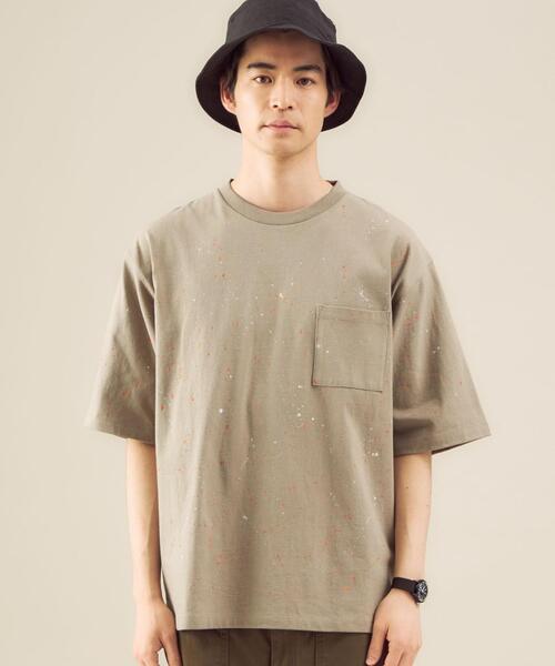 green label relaxing（グリーンレーベルリラクシング）の「別注 [ オニータ ] SC ONEITA GLR DRIPPING Tシャツ カットソー（Tシャツ/カットソー・メンズ・ホワイト/ベージュ・M/L）」の3枚目の写真