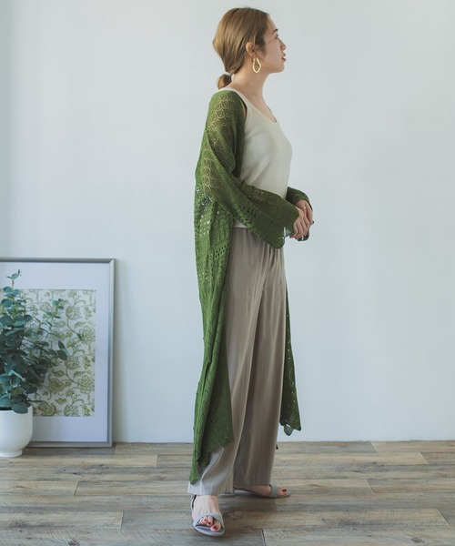 ITEMS URBANRESEARCH（アイテムズ アーバンリサーチ）の「透かし編みニットロングカーディガン（カーディガン/ボレロ・レディース・グレー/グリーン/グレー系その他・FREE）」の9枚目の写真