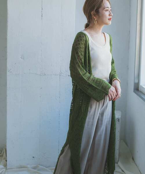 ITEMS URBANRESEARCH（アイテムズ アーバンリサーチ）の「透かし編みニットロングカーディガン（カーディガン/ボレロ・レディース・グレー/グリーン/グレー系その他・FREE）」の10枚目の写真