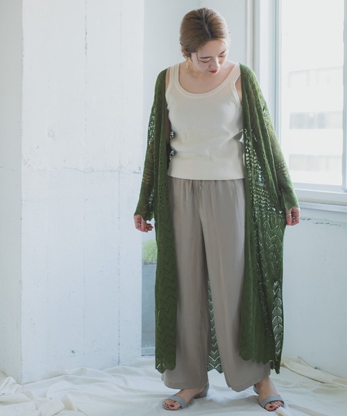 ITEMS URBANRESEARCH（アイテムズ アーバンリサーチ）の「透かし編みニットロングカーディガン（カーディガン/ボレロ・レディース・グレー/グリーン/グレー系その他・FREE）」の14枚目の写真