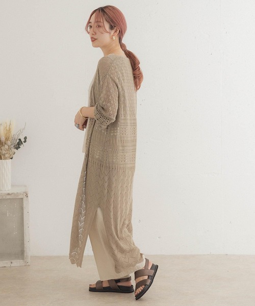 ITEMS URBANRESEARCH（アイテムズ アーバンリサーチ）の「透かし編みニットロングカーディガン（カーディガン/ボレロ・レディース・グレー/グリーン/グレー系その他・FREE）」の20枚目の写真