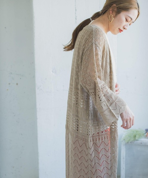 ITEMS URBANRESEARCH（アイテムズ アーバンリサーチ）の「透かし編みニットロングカーディガン（カーディガン/ボレロ・レディース・グレー/グリーン/グレー系その他・FREE）」の22枚目の写真