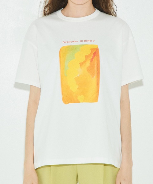 PUBLIC TOKYO(パブリックトウキョウ)の「アートグラフィックTEE/ウォッシャブル(Tシャツ/カットソー・レディース・オレンジ/ベージュ/ブルー・FREE)」の6枚目の写真