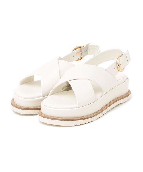 SHIPS（シップス）の「プラットフォームクロスサンダル◆（サンダル・レディース・ライトグリーン/ナチュラル/ブラック・36/37/38）」の4枚目の写真